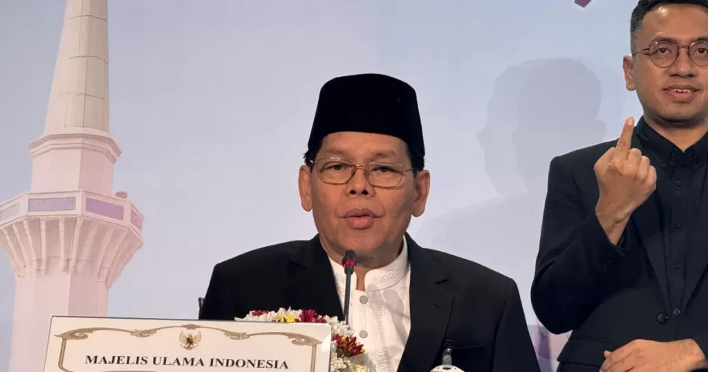 Menteri Agama Nasaruddin Umar saat memimpin jalannya konferensi pers penetapan Idul Adha 1447 H di Kantor Kemenag Jakarta.