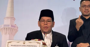 Menteri Agama Nasaruddin Umar saat memimpin jalannya konferensi pers penetapan Idul Adha 1447 H di Kantor Kemenag Jakarta.