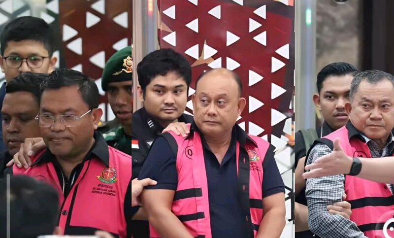 Suasana penegakan hukum penahanan tersangka korupsi program Makan Bergizi Gratis oleh tim Jampidsus Kejaksaan Agung.