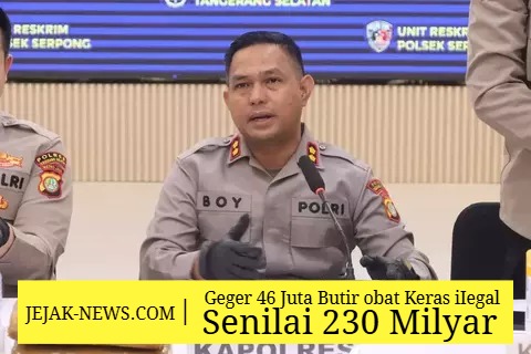 Barang bukti jutaan butir obat keras golongan G dalam ratusan karton yang disita Polsek Serpong dipaparkan saat konferensi pers di Mapolres Tangsel.